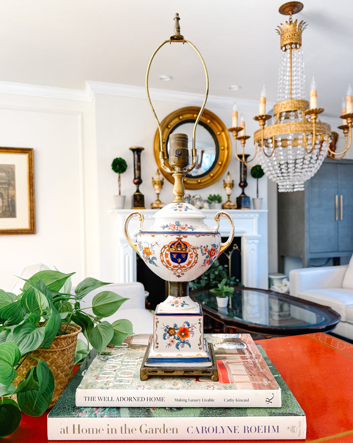 Mid-Century Kaiser Kuhn Swedish Armorial Porcelain Urn Table Lamp