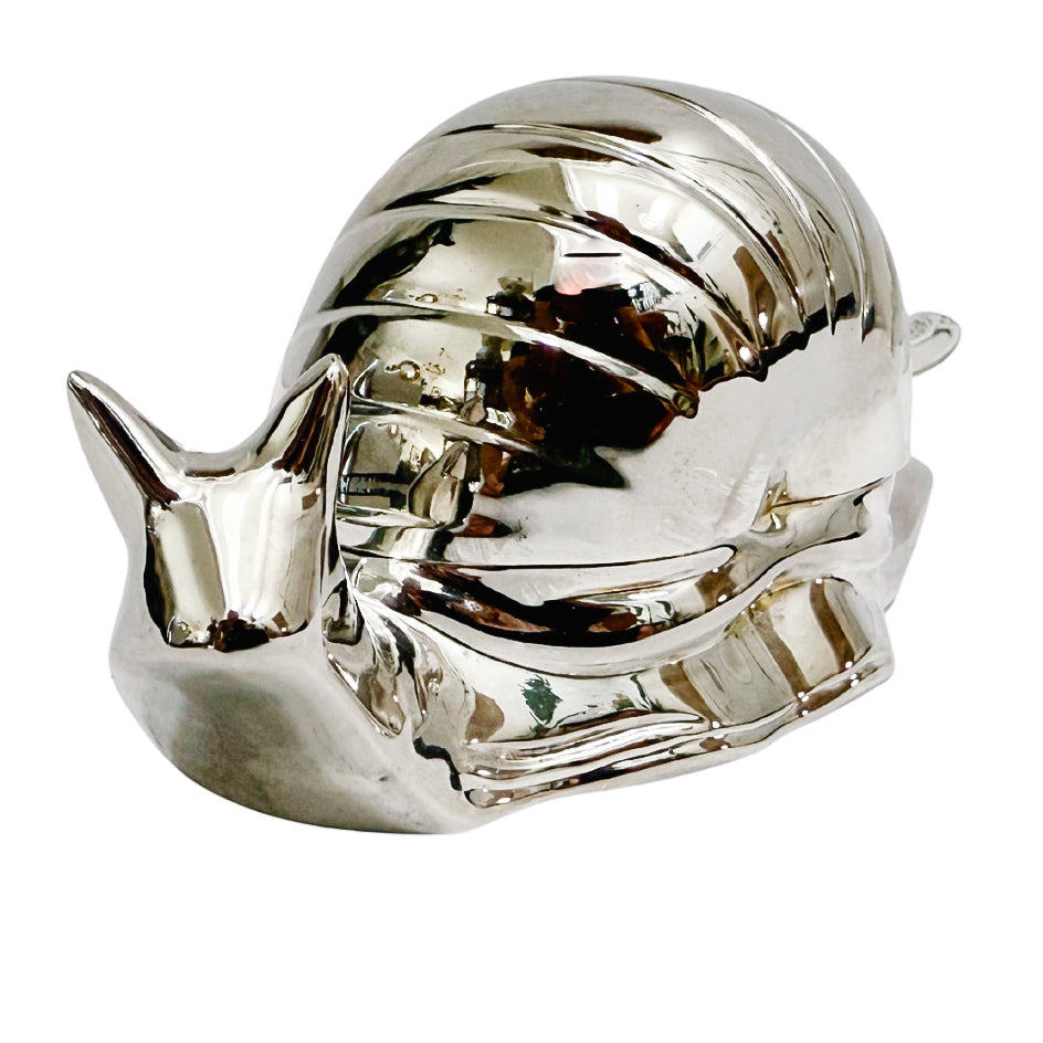 Mid-Century Silver-Plated Snail Caviar/ Butter Dish With Glass Liner & Spreader