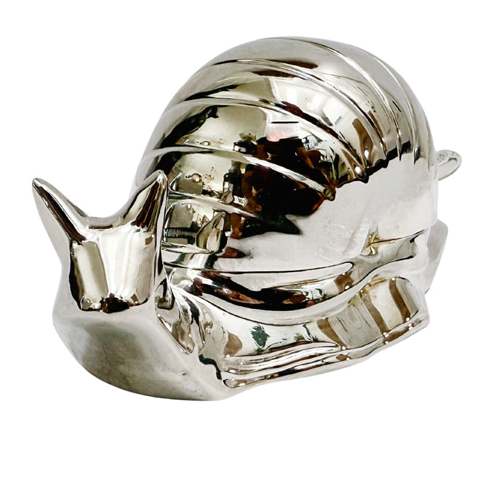 Mid-Century Silver-Plated Snail Caviar/ Butter Dish With Glass Liner & Spreader
