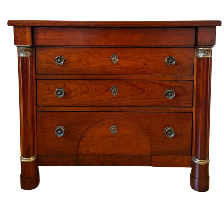 French Empire Cherry Wood Nightstands With Ormolu Accents by Lexington