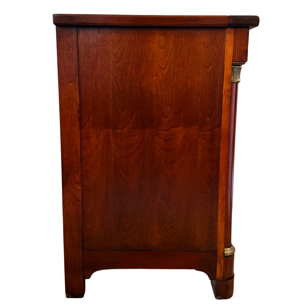French Empire Cherry Wood Nightstands With Ormolu Accents by Lexington