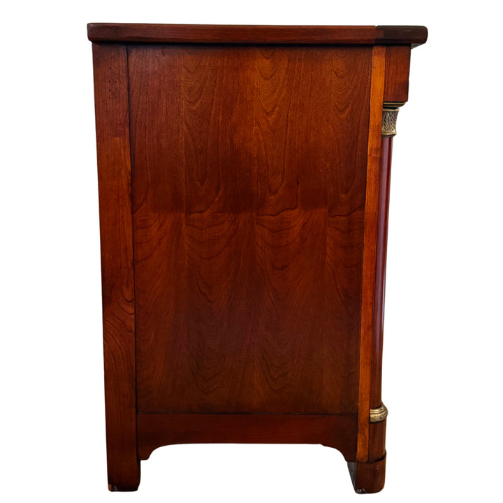 French Empire Cherry Wood Nightstands With Ormolu Accents by Lexington