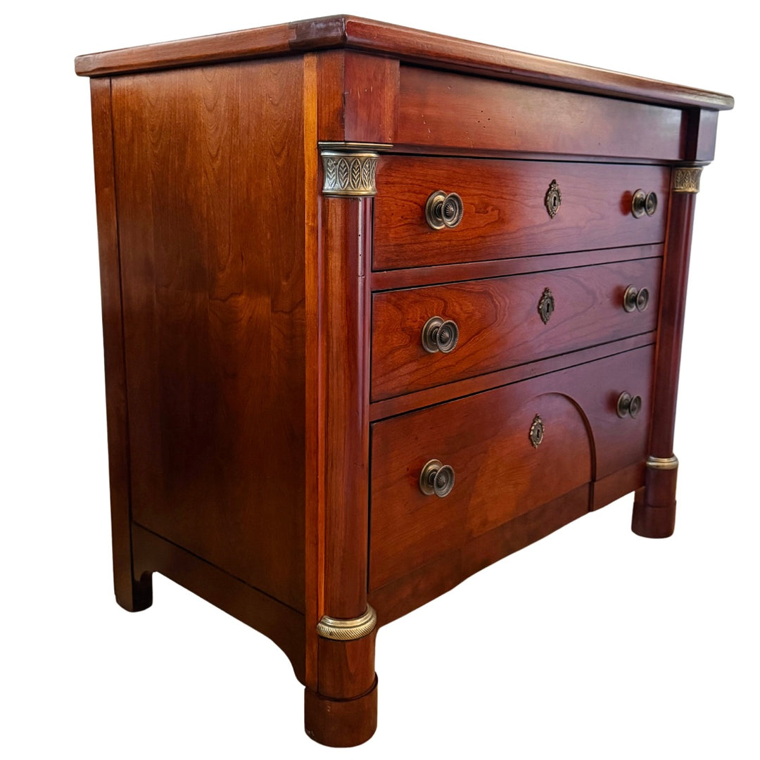 French Empire Cherry Wood Nightstands With Ormolu Accents by Lexington