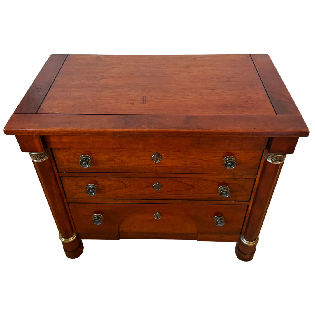 French Empire Cherry Wood Nightstands With Ormolu Accents by Lexington
