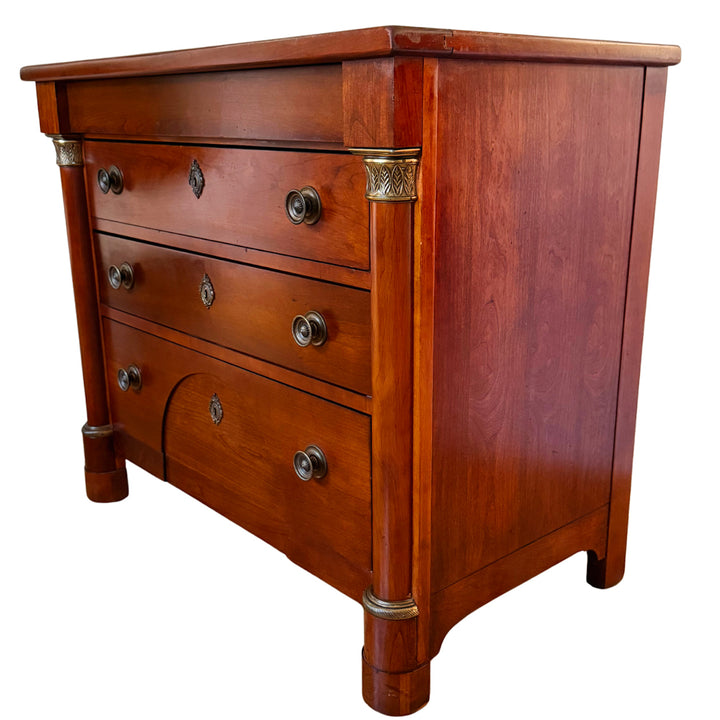 French Empire Cherry Wood Nightstands With Ormolu Accents by Lexington