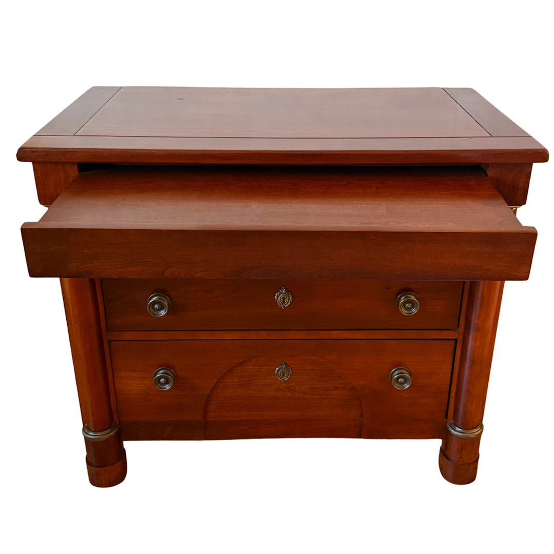 French Empire Cherry Wood Nightstands With Ormolu Accents by Lexington