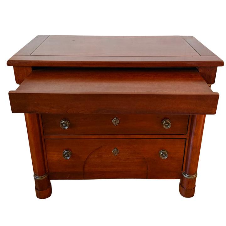French Empire Cherry Wood Nightstands With Ormolu Accents by Lexington