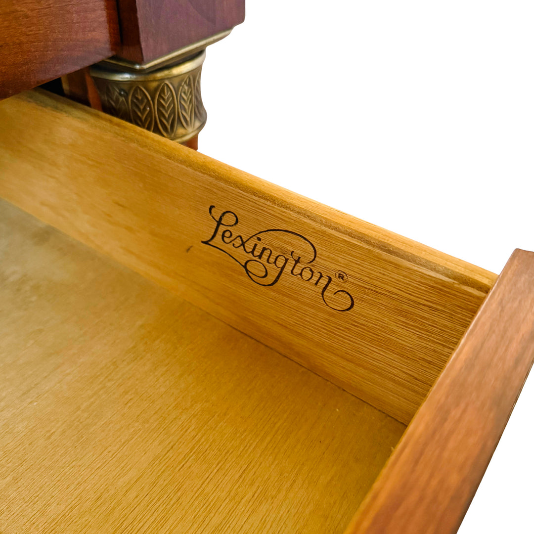 French Empire Cherry Wood Nightstands With Ormolu Accents by Lexington