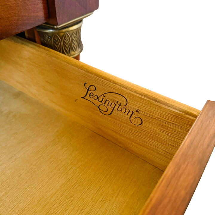 French Empire Cherry Wood Nightstands With Ormolu Accents by Lexington