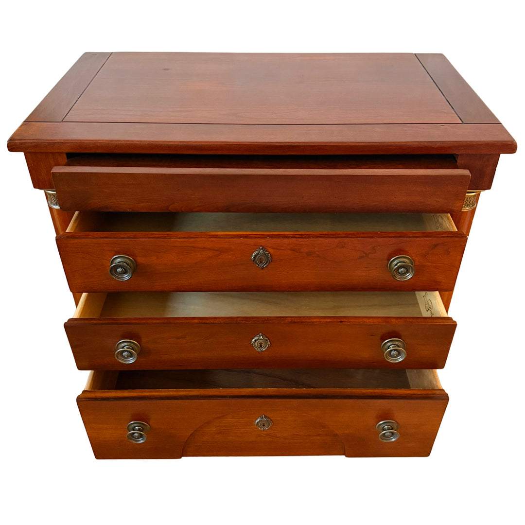 French Empire Cherry Wood Nightstands With Ormolu Accents by Lexington