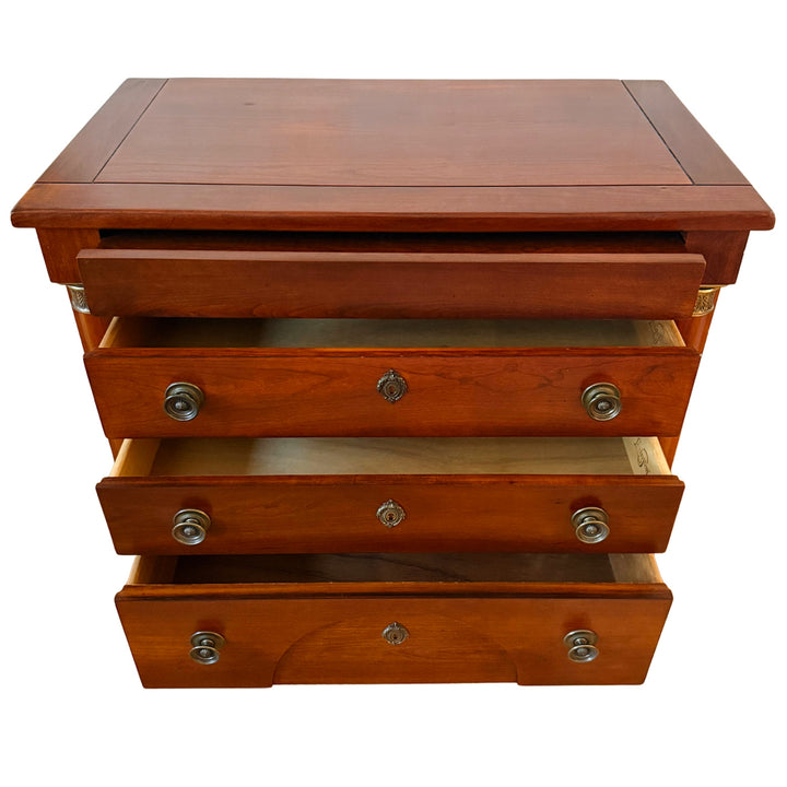 French Empire Cherry Wood Nightstands With Ormolu Accents by Lexington