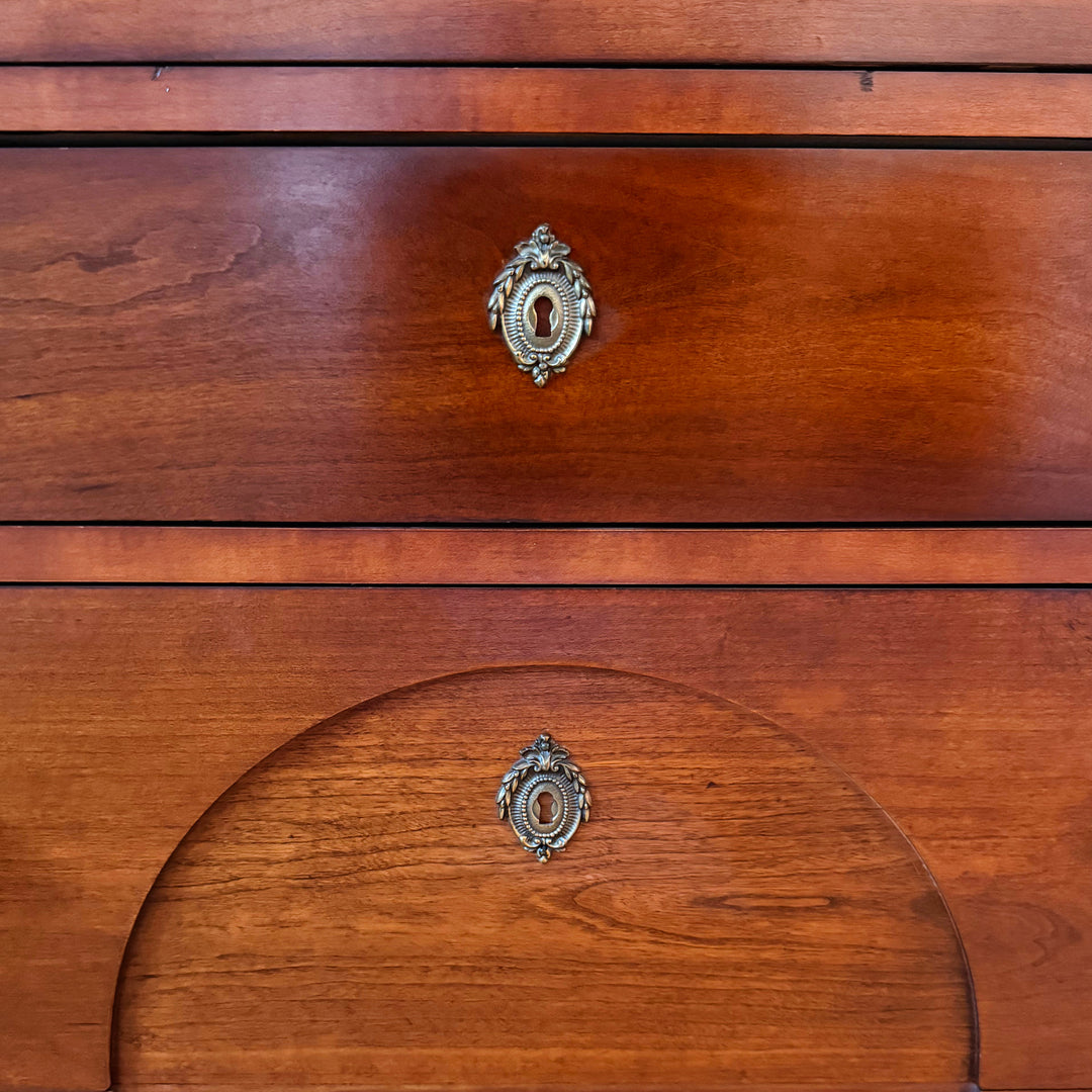 French Empire Cherry Wood Nightstands With Ormolu Accents by Lexington