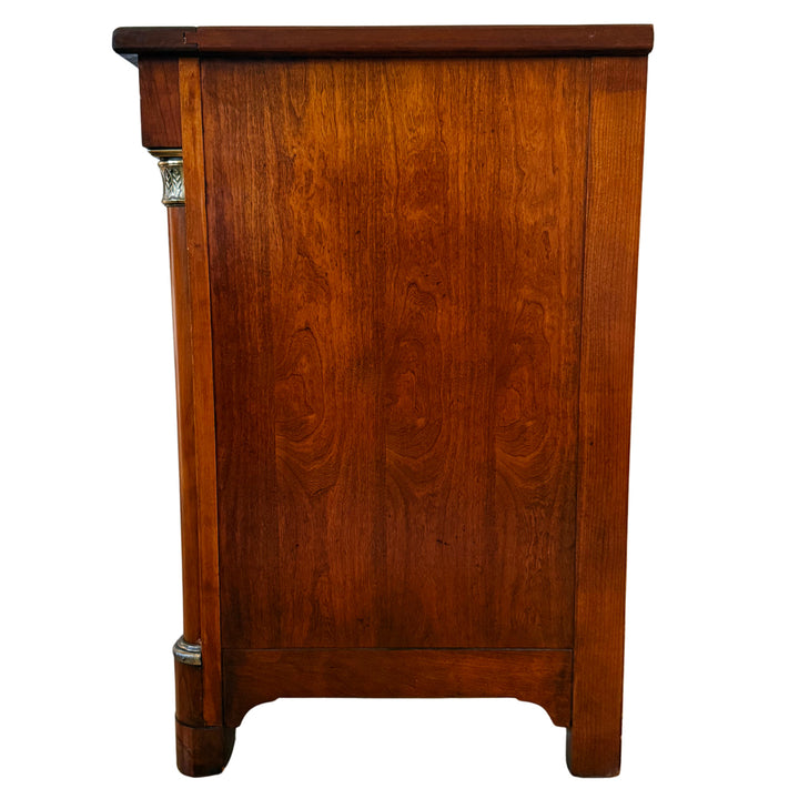 French Empire Cherry Wood Nightstands With Ormolu Accents by Lexington