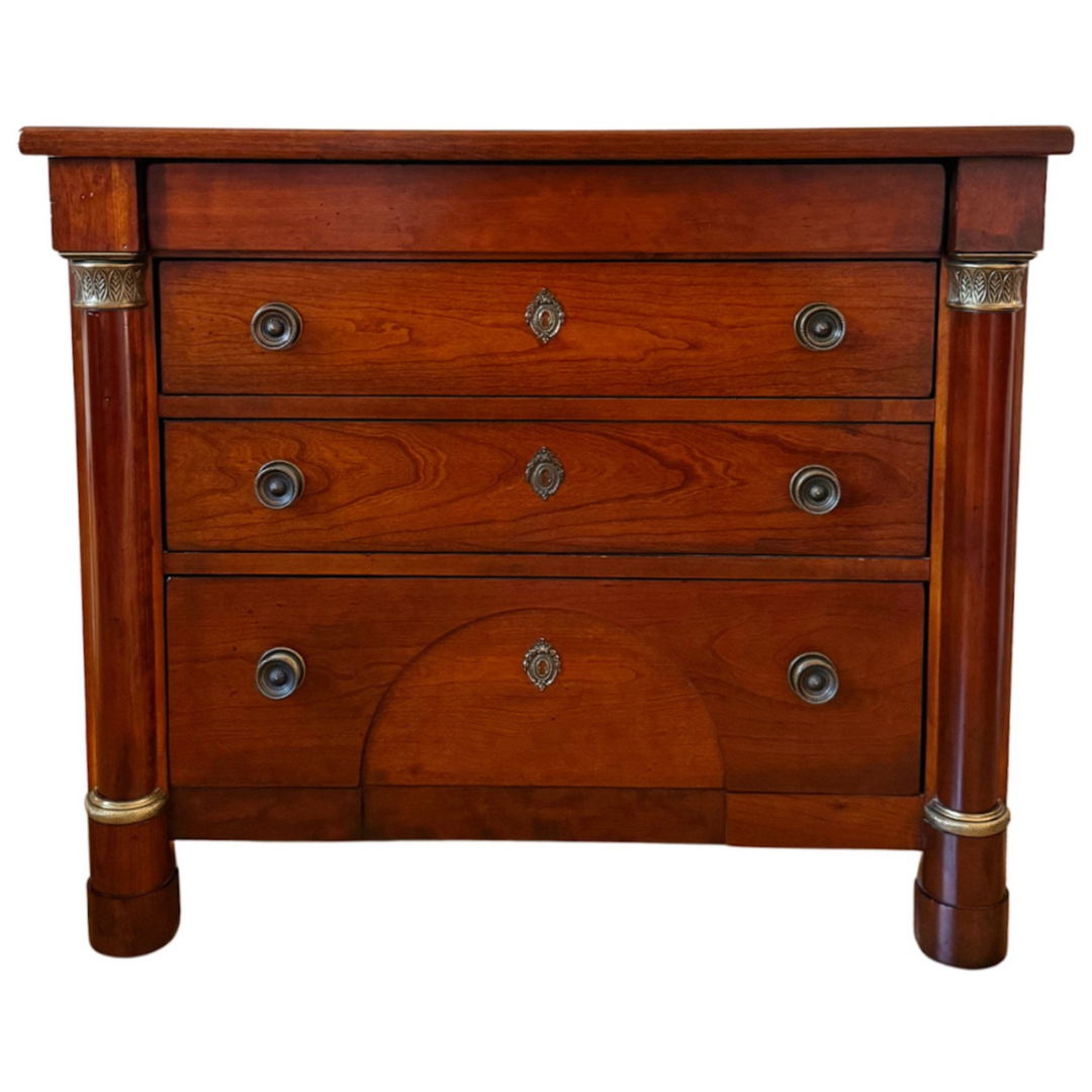 French Empire Cherry Wood Nightstands With Ormolu Accents by Lexington