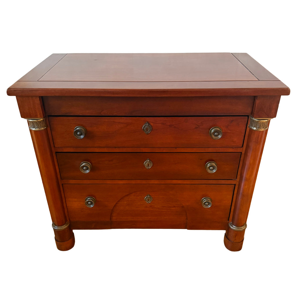 French Empire Cherry Wood Nightstands With Ormolu Accents by Lexington