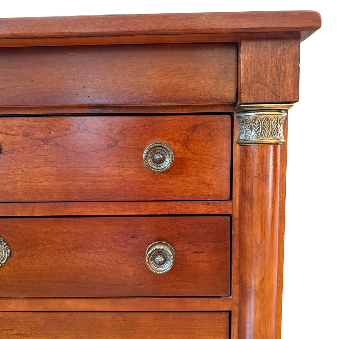 French Empire Cherry Wood Nightstands With Ormolu Accents by Lexington