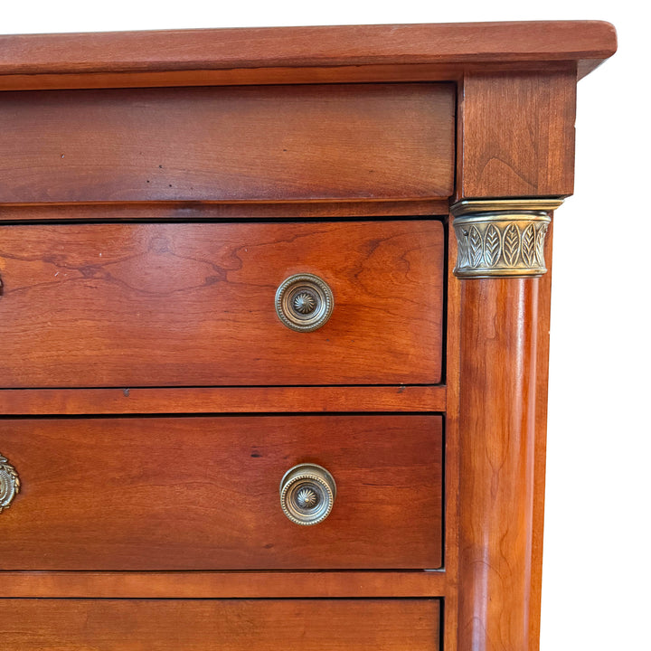 French Empire Cherry Wood Nightstands With Ormolu Accents by Lexington