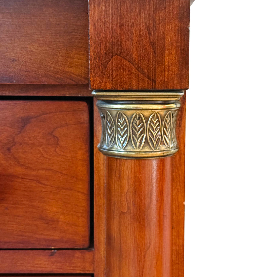 French Empire Cherry Wood Nightstands With Ormolu Accents by Lexington