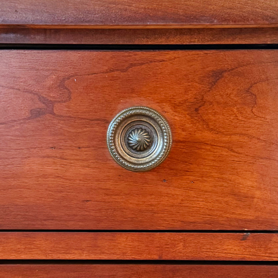 French Empire Cherry Wood Nightstands With Ormolu Accents by Lexington