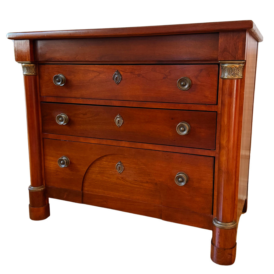 French Empire Cherry Wood Nightstands With Ormolu Accents by Lexington