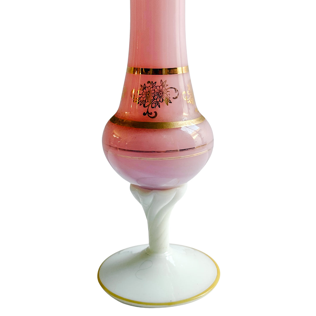 French Pink Opaline Vase With Cameo