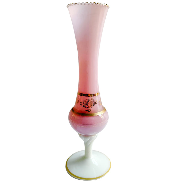 French Pink Opaline Vase With Cameo