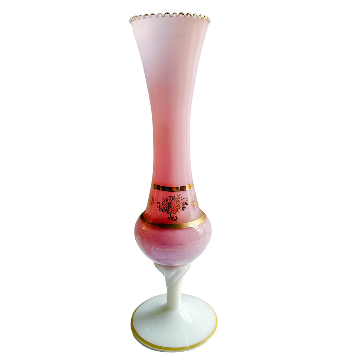 French Pink Opaline Vase With Cameo