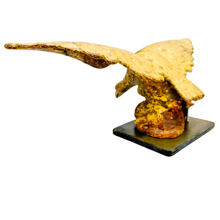 Large Mid-Century Gilded Solid Iron Bald Eagle Architectural Salvage