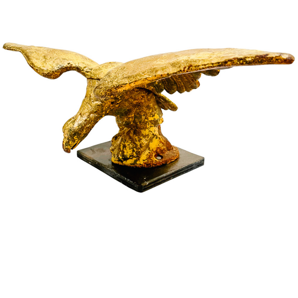 Large Mid-Century Gilded Solid Iron Bald Eagle Architectural Salvage