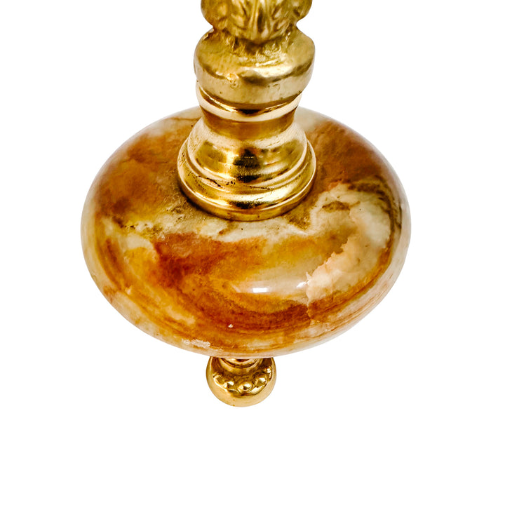 Miniature French Decorative Scale With Polished Brass Frame & Tiger-Eye Onyx Base