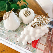 Mixed Trio Of Vintage White Ceramic Fruit With Stems