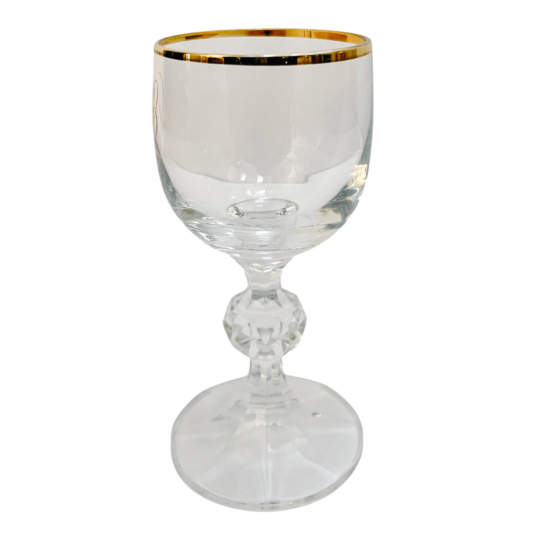 Gold Rimmed Monogram 'C' Crystal Aperitif Glasses Set of 10