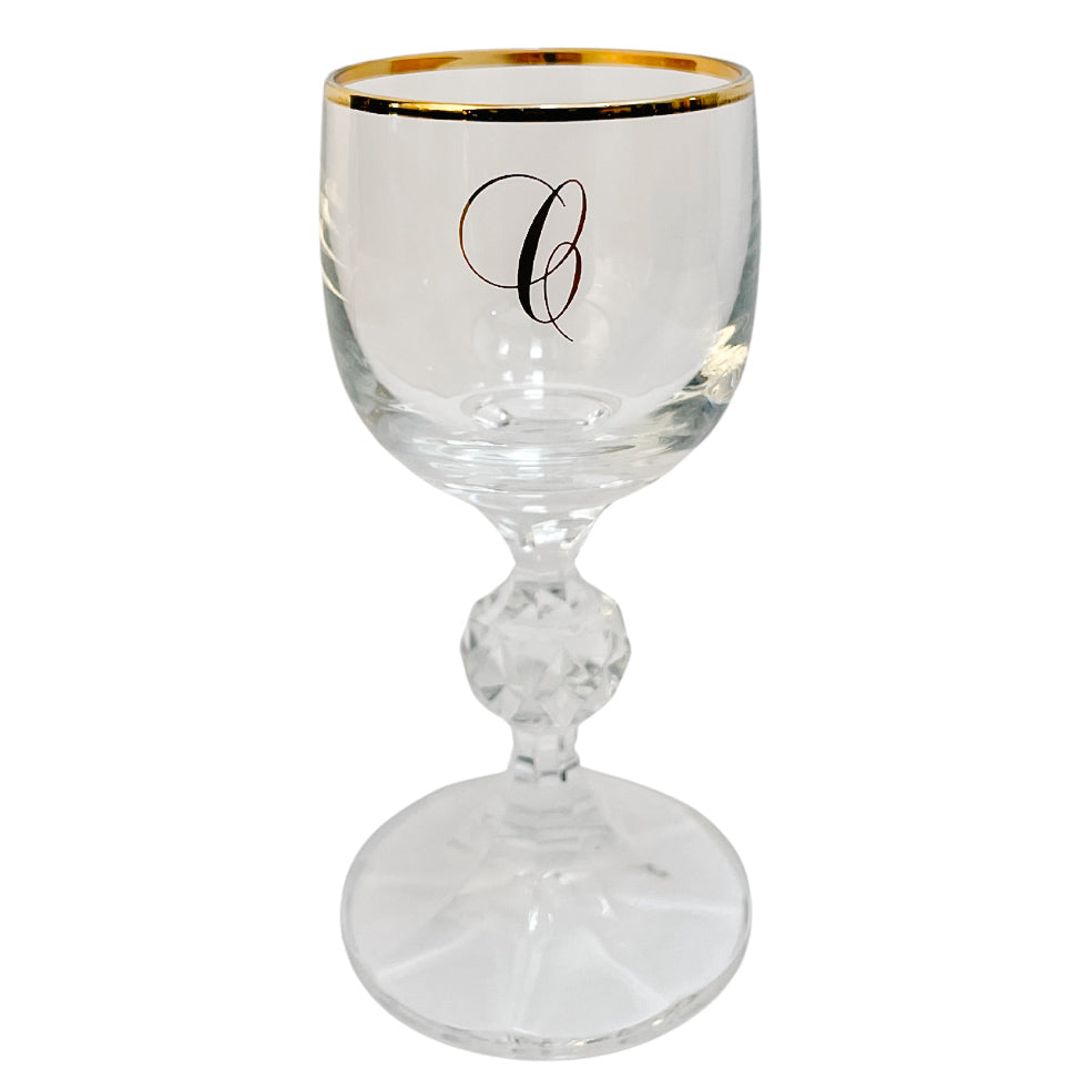 Gold Rimmed Monogram 'C' Crystal Aperitif Glasses Set of 10