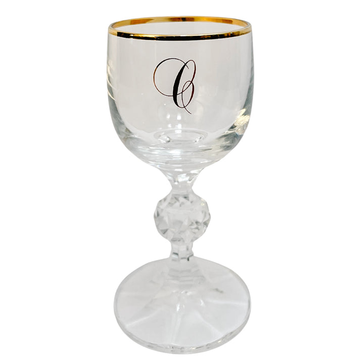 Gold Rimmed Monogram 'C' Crystal Aperitif Glasses Set of 10