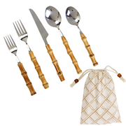 20-Piece Natural Bamboo Flatware Service Set For 4