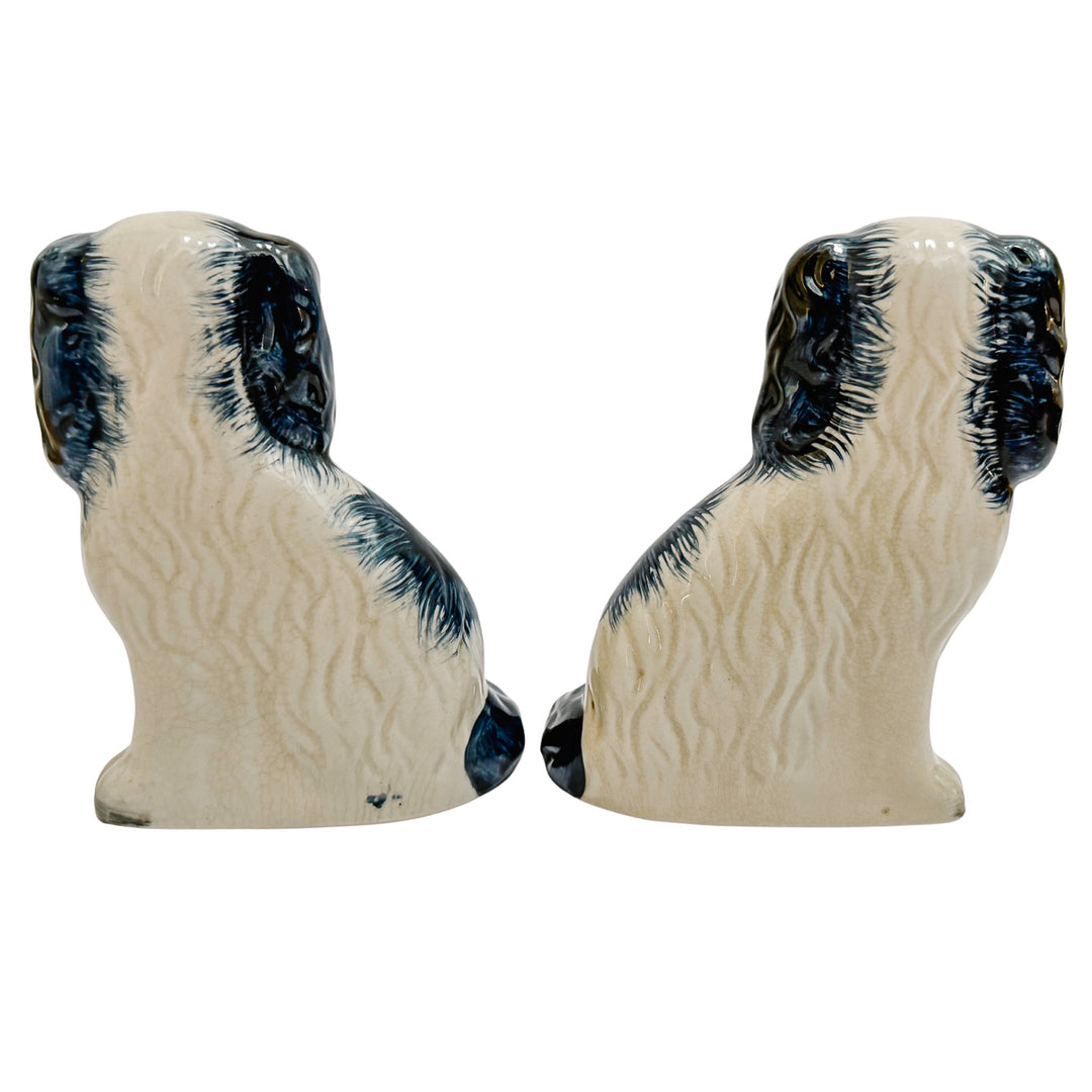 Navy Blue & White Staffordshire Style Spaniel Dogs