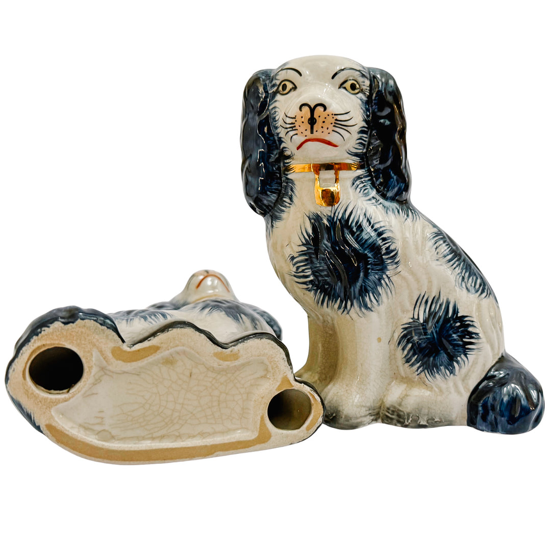 Navy Blue & White Staffordshire Style Spaniel Dogs