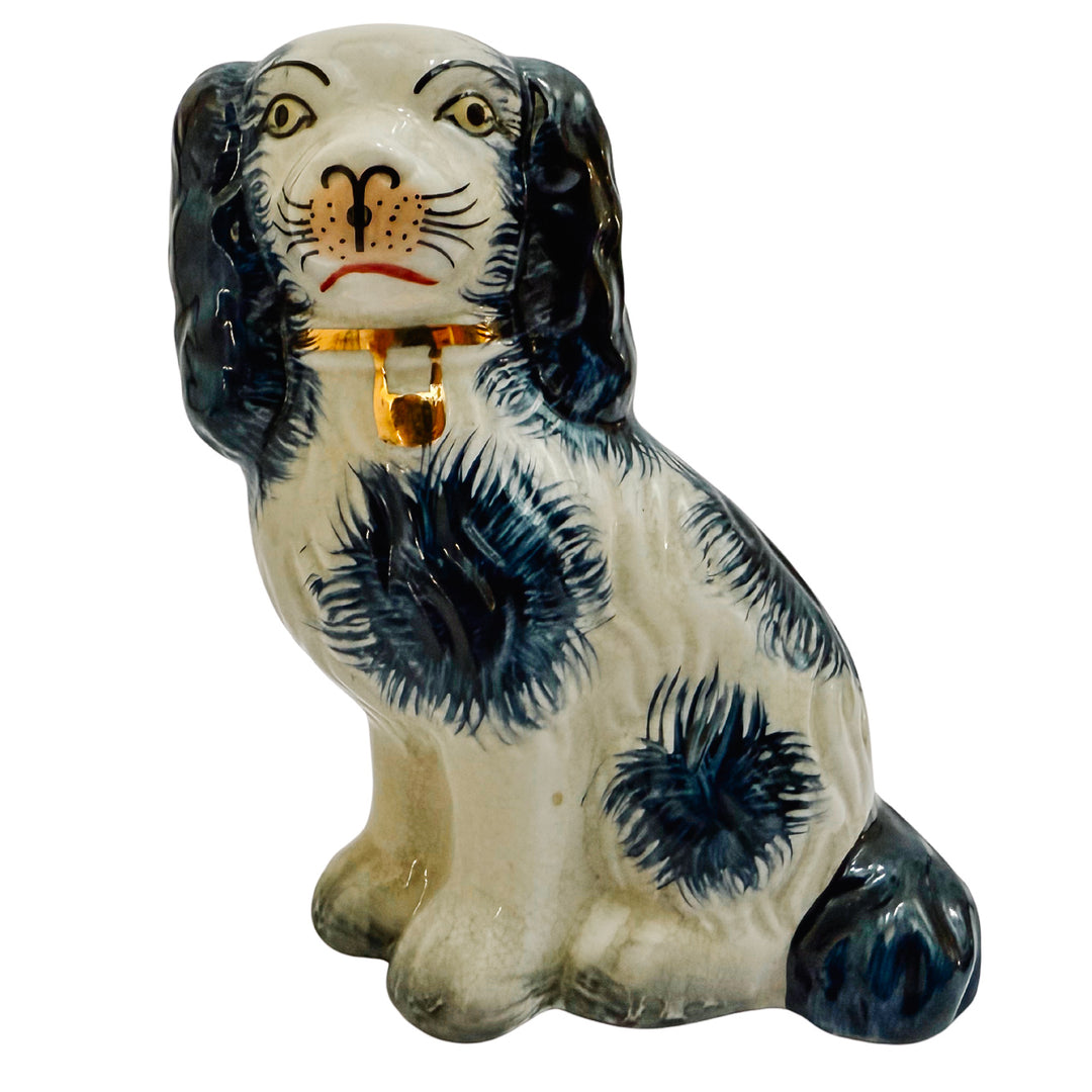 Navy Blue & White Staffordshire Style Spaniel Dogs