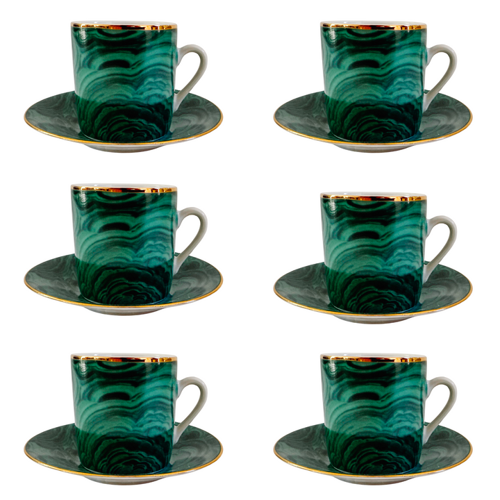 Neiman Marcus Malachite Espresso Cup & Saucer  Set