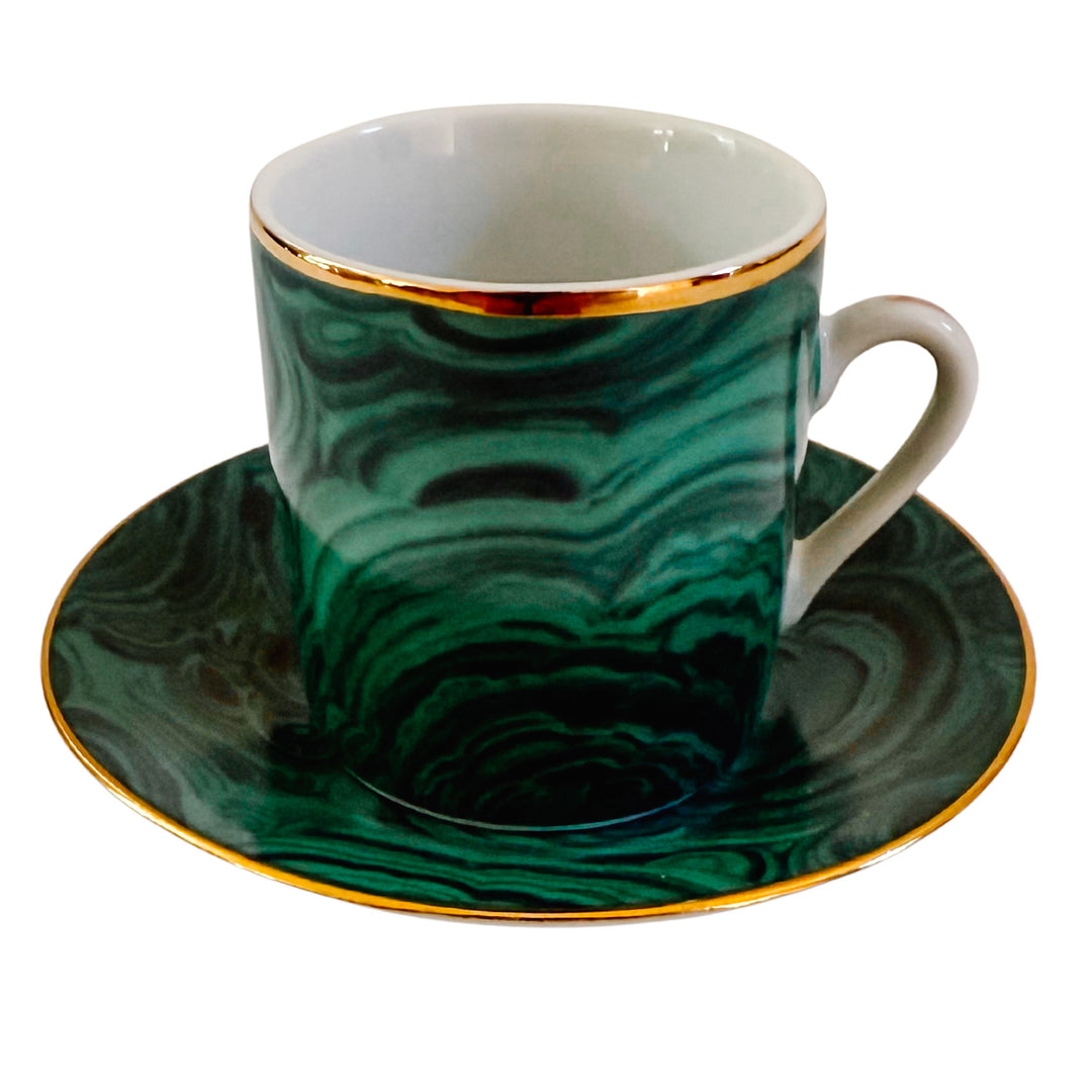 Neiman Marcus Malachite Espresso Cup & Saucer  Set
