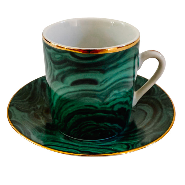 Neiman Marcus Malachite Espresso Cup & Saucer  Set