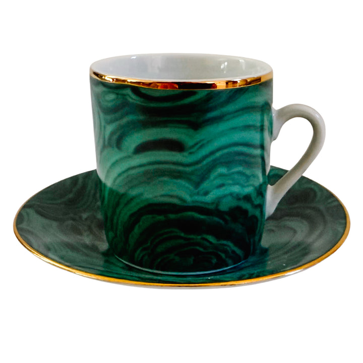 Neiman Marcus Malachite Espresso Cup & Saucer  Set