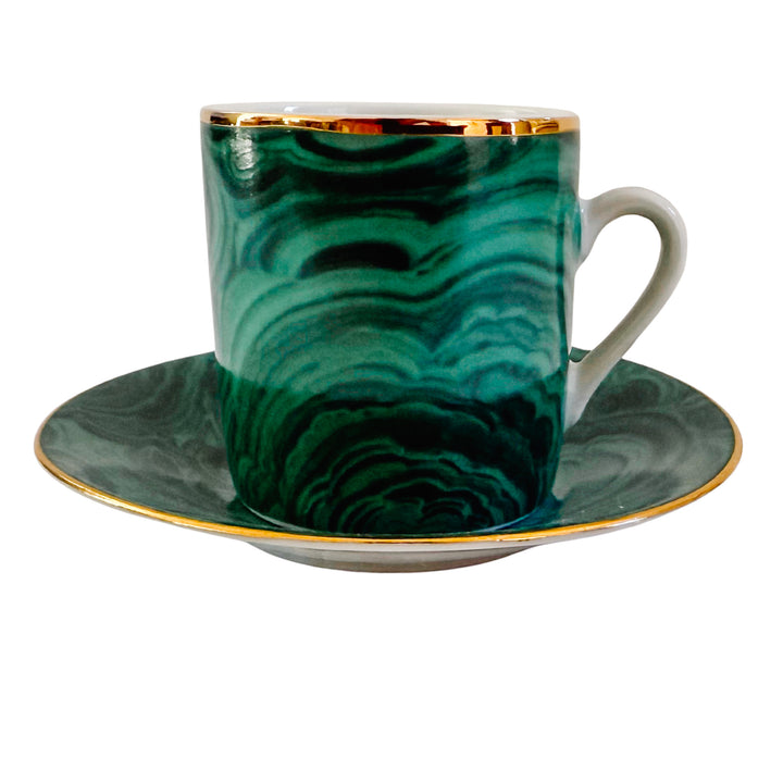 Neiman Marcus Malachite Espresso Cup & Saucer  Set
