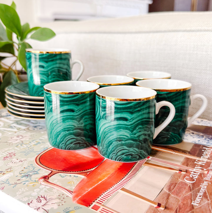 Neiman Marcus Malachite Espresso Cup & Saucer  Set