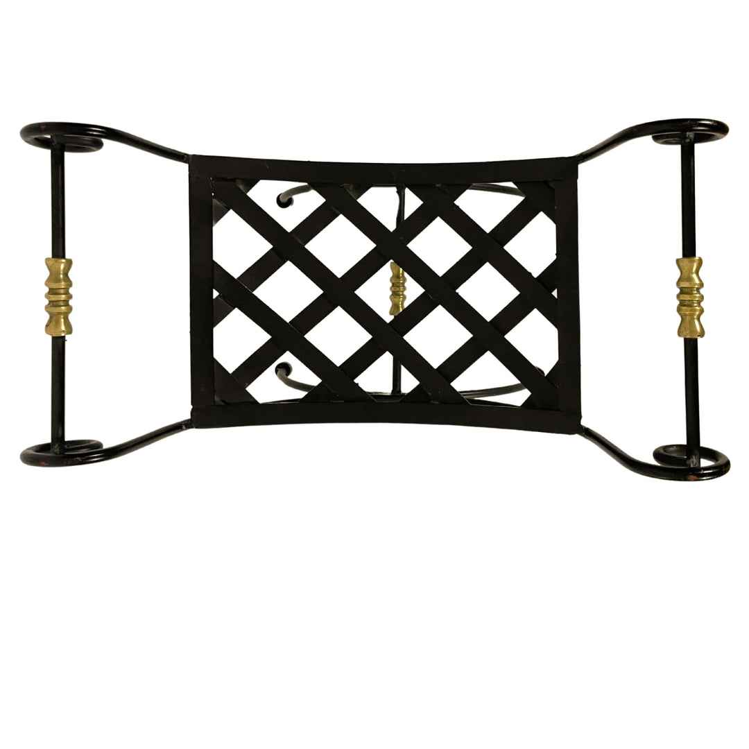 Neoclassical Blacksmith Wrought Iron and Brass Curule Bench