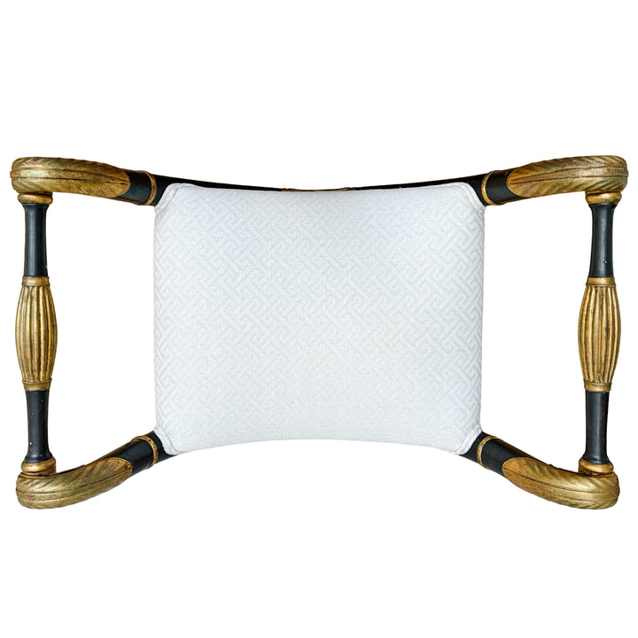 Neoclassical Empire Ebonized Bench Lion Paw Feet & Upholstered Seat