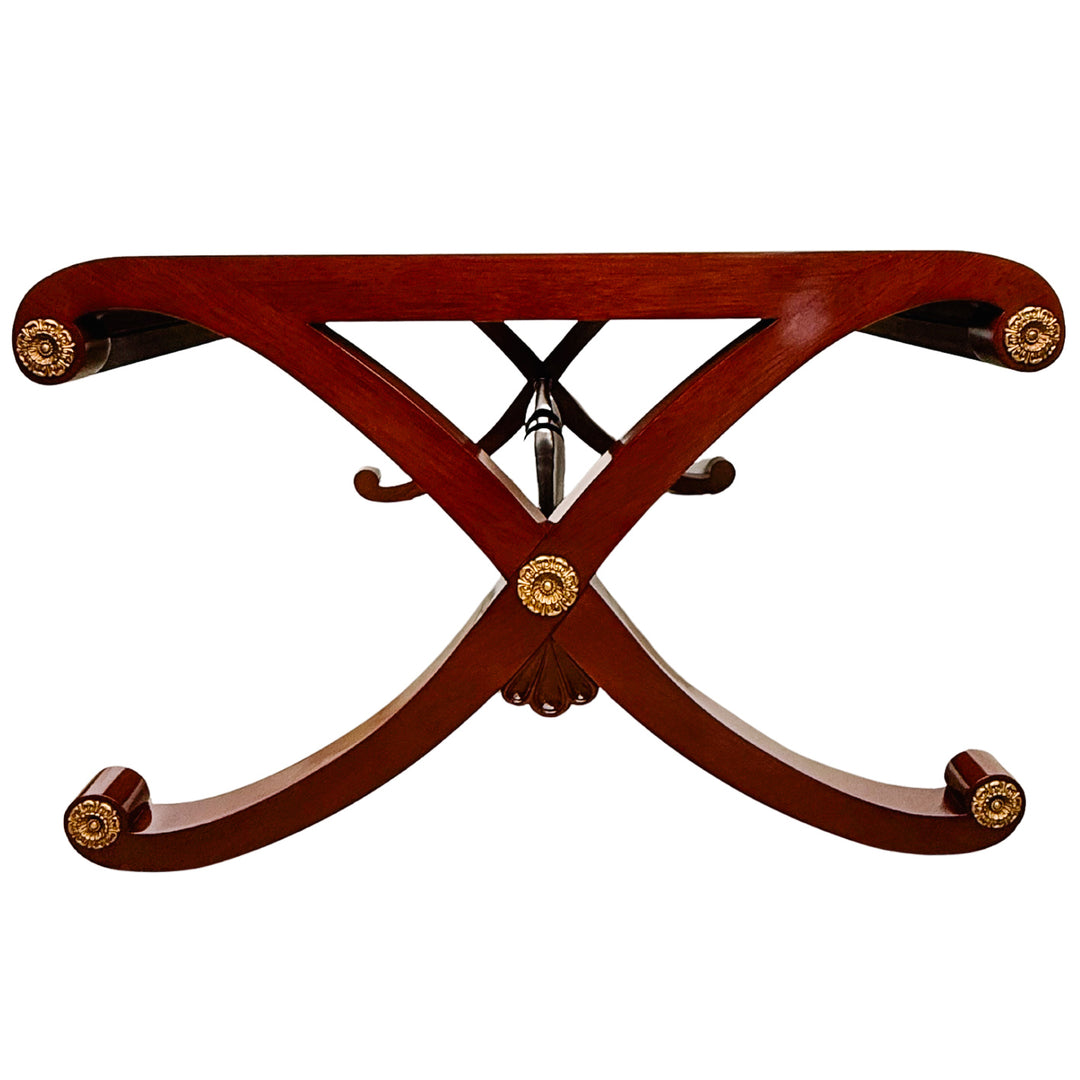 Neoclassical Flame Mahogany & Satinwood Inlaid Curule Coffee Table