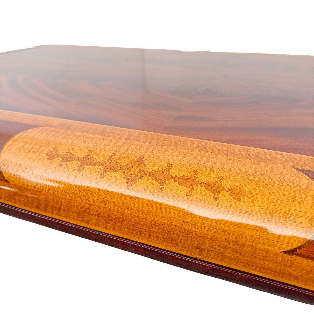 Neoclassical Flame Mahogany & Satinwood Inlaid Curule Coffee Table
