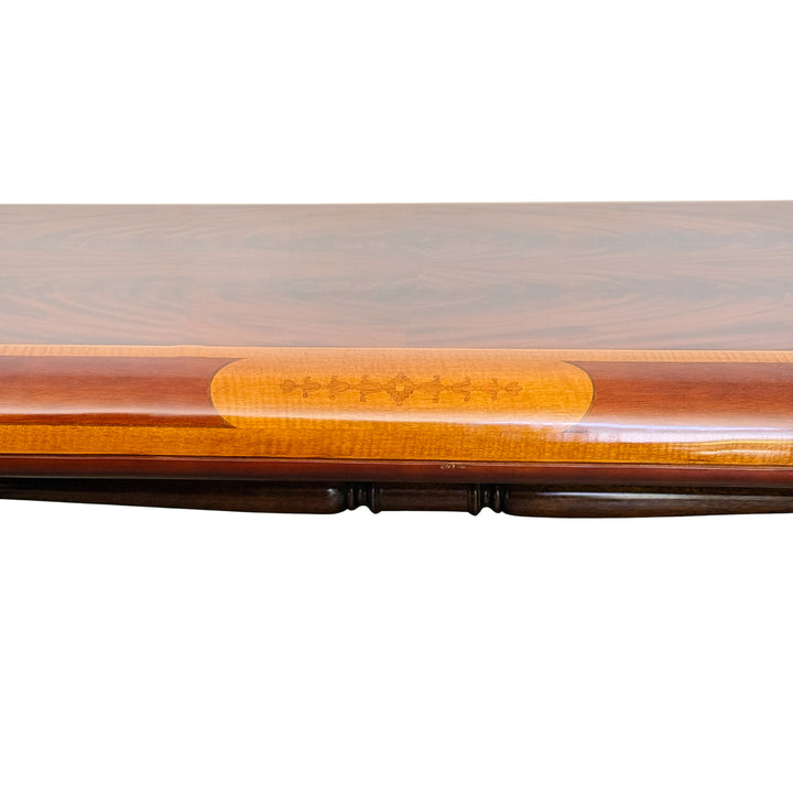 Neoclassical Flame Mahogany & Satinwood Inlaid Curule Coffee Table