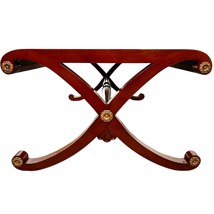 Neoclassical Flame Mahogany & Satinwood Inlaid Curule Coffee Table